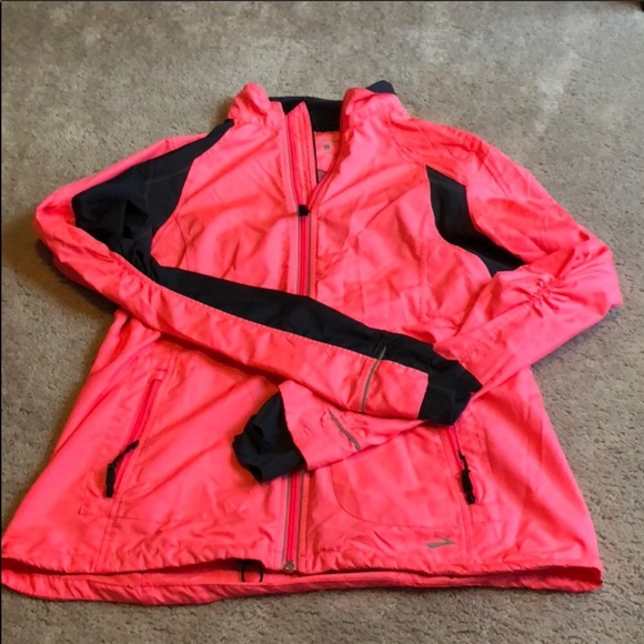 brooks running jacket mens pink